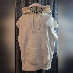 LVL XIII White and Black Sleeveless Graphic Hoodie